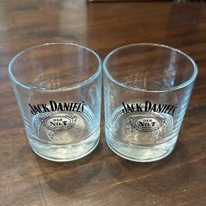 Jack Daniels Black and Clear Glass Tumblers